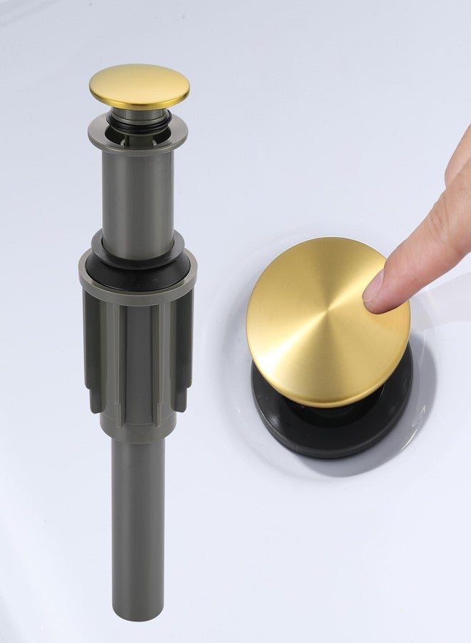 Arcora Bathroom Sink Drain Without Overflow, ARCORA Brushed Gold Pop Up Drain for Vessel Sink Clicker Drain Stopper - Image 1